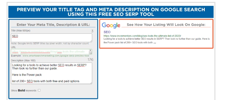 Google SERP Preview Tool