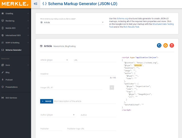 Merkle’s Schema Markup Generator