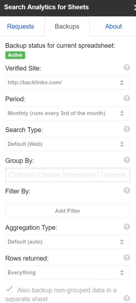 Search Analytics for Sheets