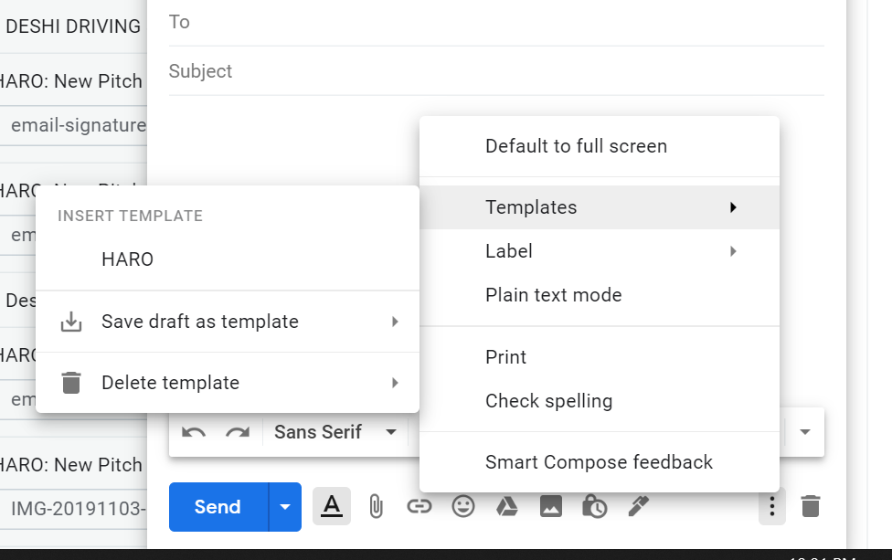 email template for haro