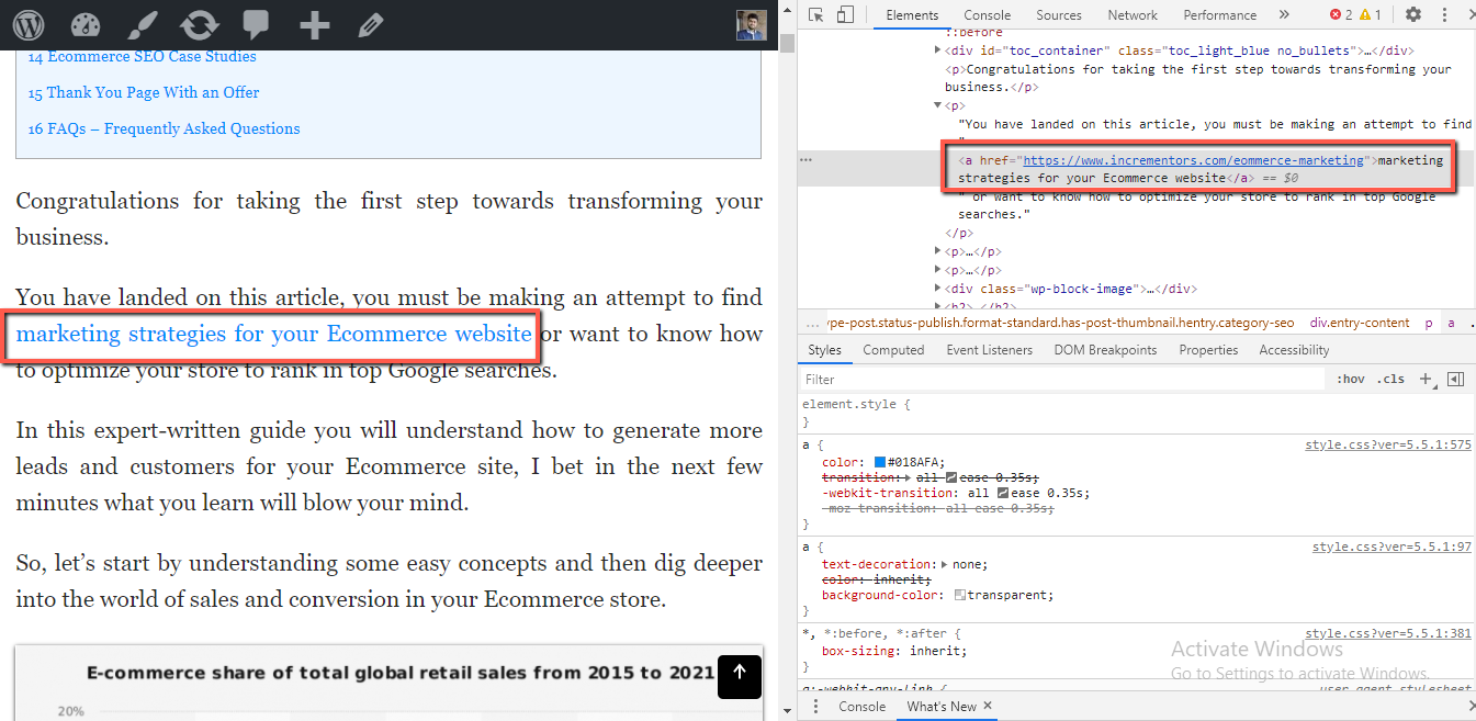 browser console