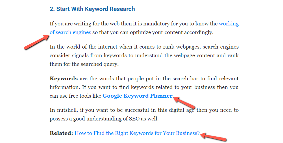 internal links