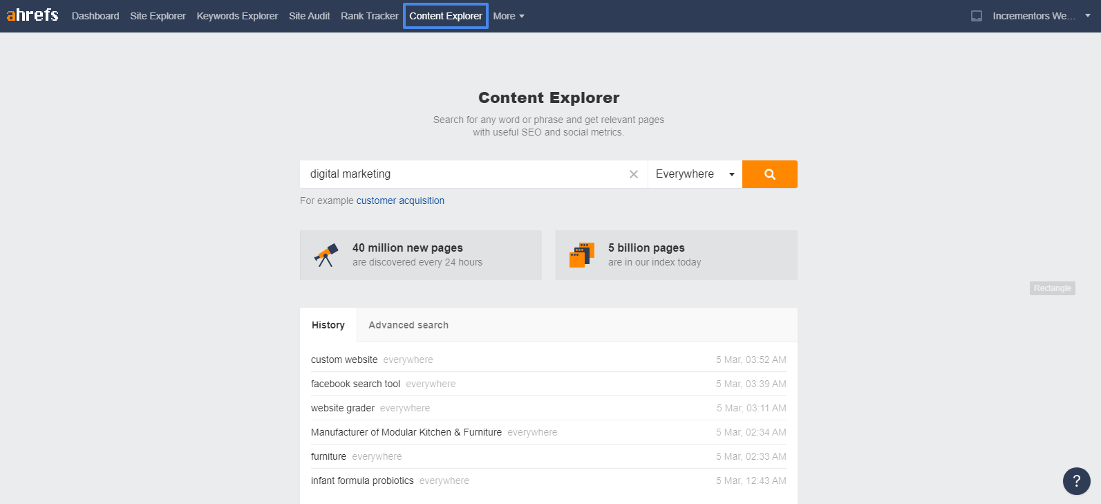 Ahrefs Content Explorer