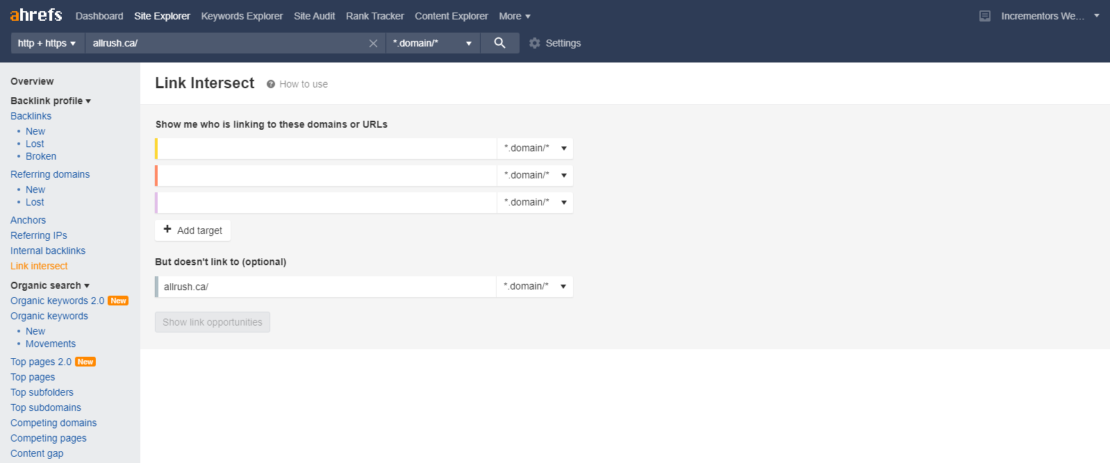Ahrefs Link Intersect