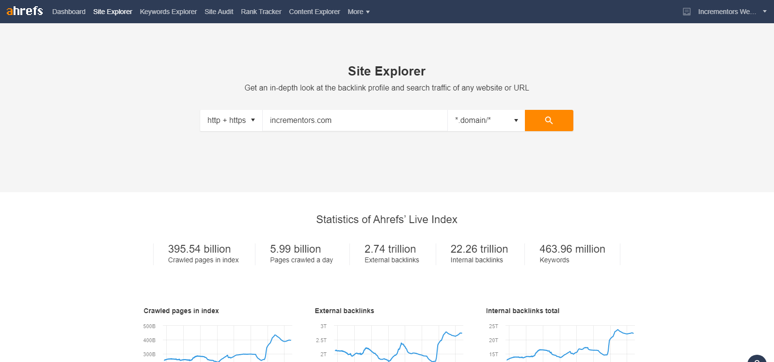 Ahrefs Site explorer search bar