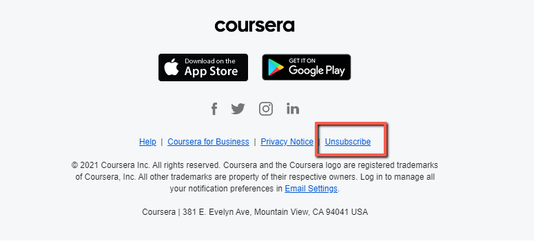 Email opt-out example