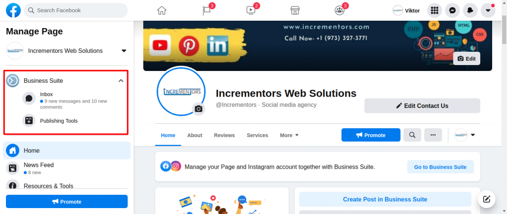 Facebook Business suite