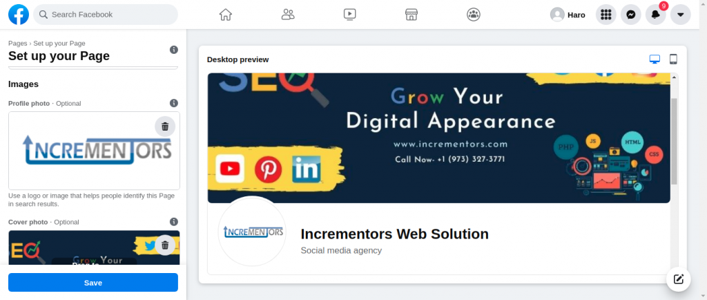 images added to Facebook business page