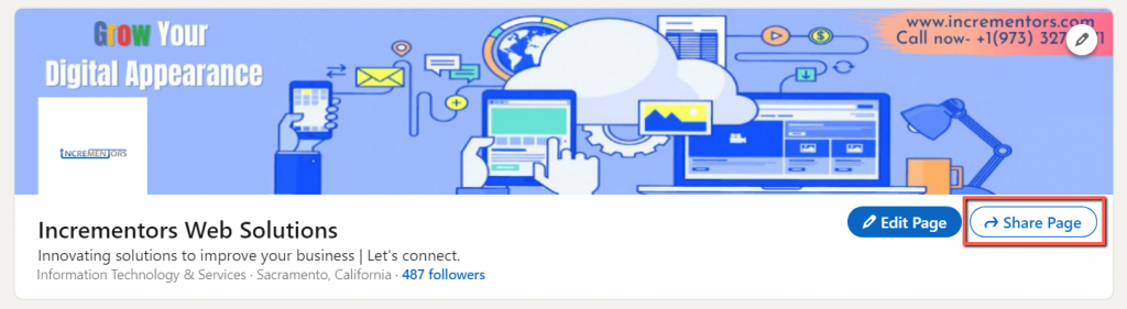 Linkedin page share