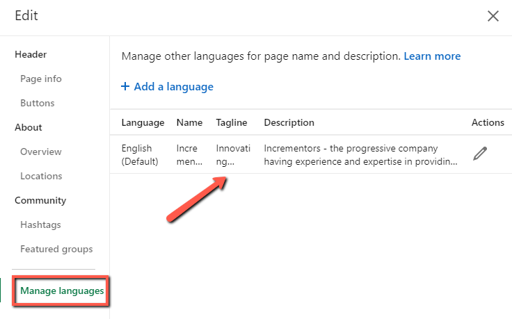 Manage languages