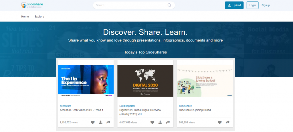 slideshre home page