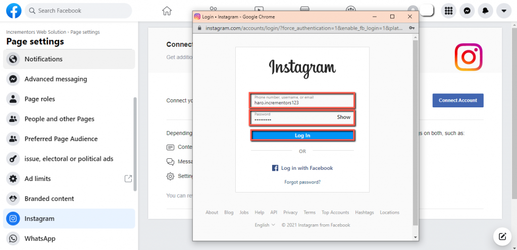 Instagram login