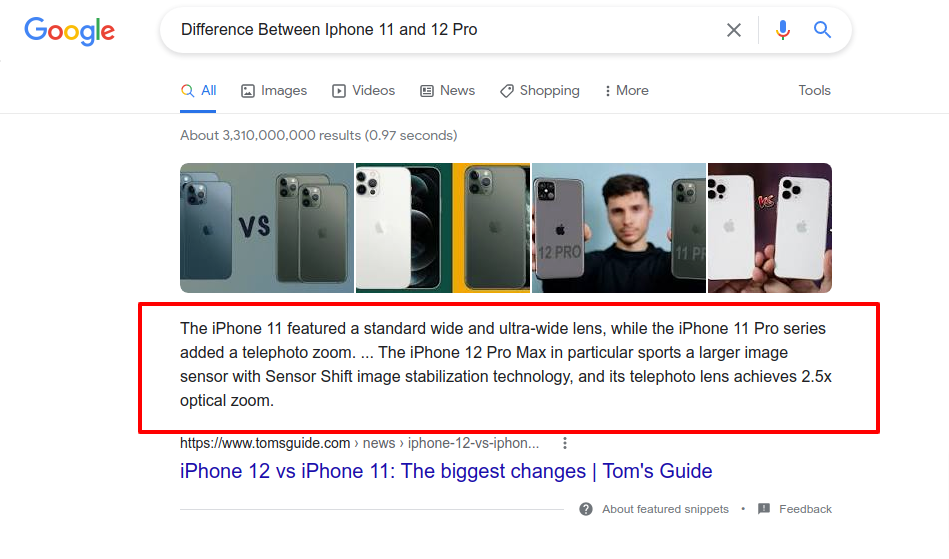 Google search result