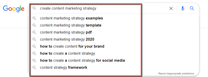 google suggestion