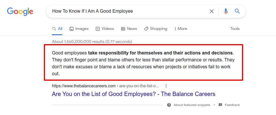 Google search result