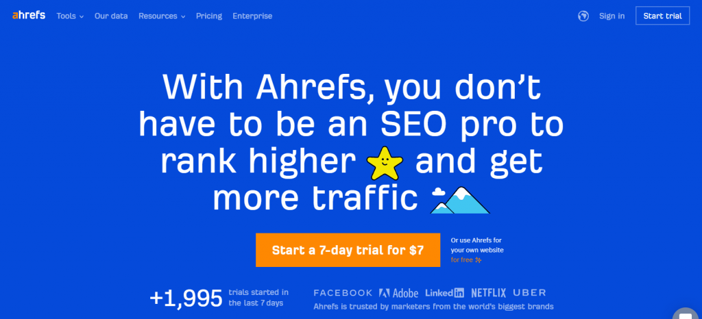 Ahref Home page