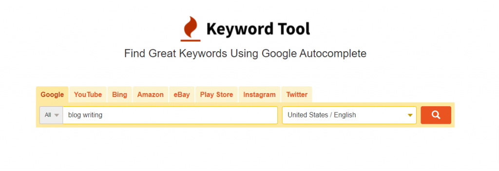 Keywordtool.io Homepage