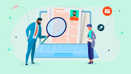 illustration of a boss and employee searching for the ideal candidate