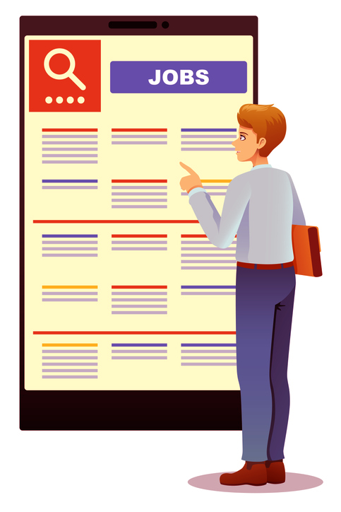 illustration of a marketing director searching for the job