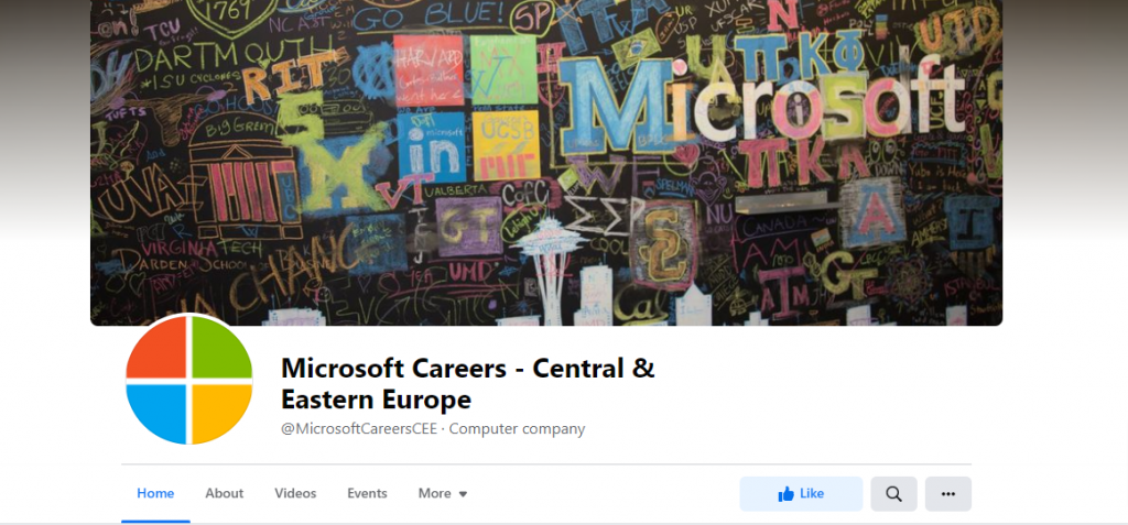 screenshot of Microsoft's page on Facebook