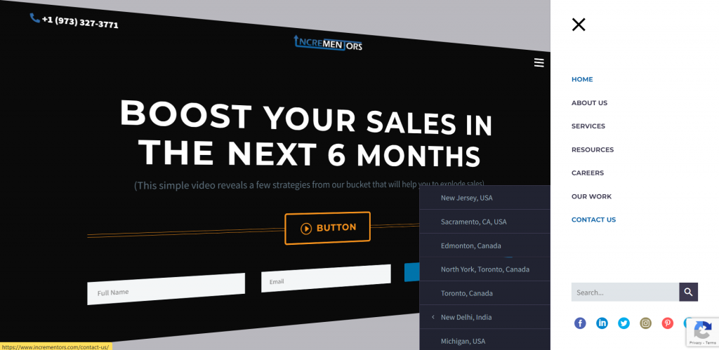 Add ‘Contact Us’ Page- Incrementors contact us page 