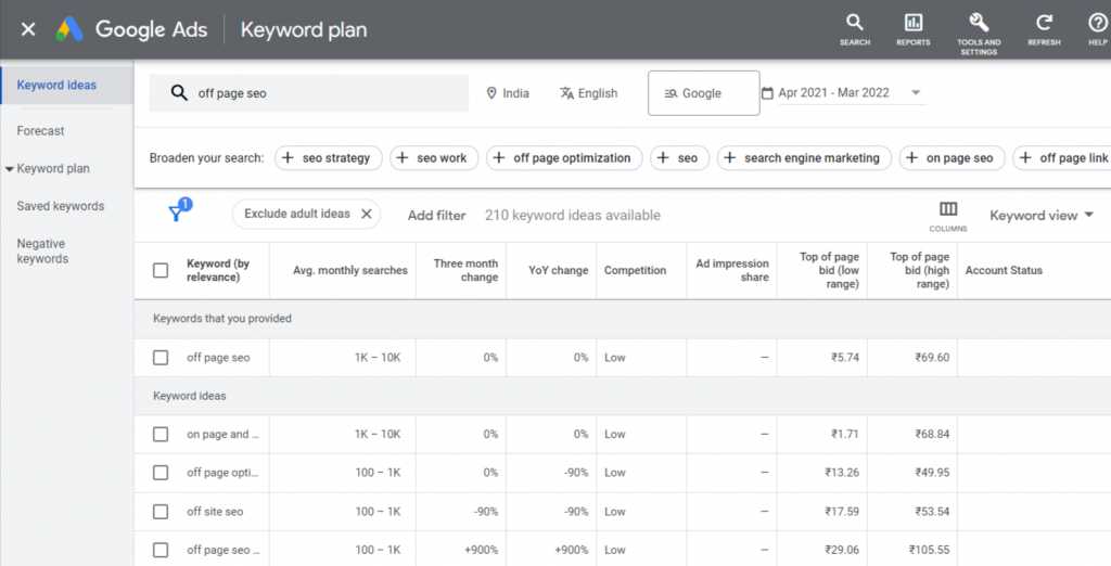 Find Your Target keywords- google keyword planner 