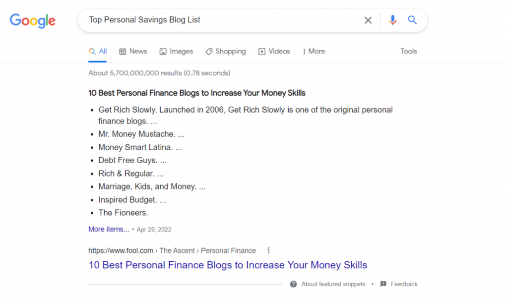 google search results for guest blogging