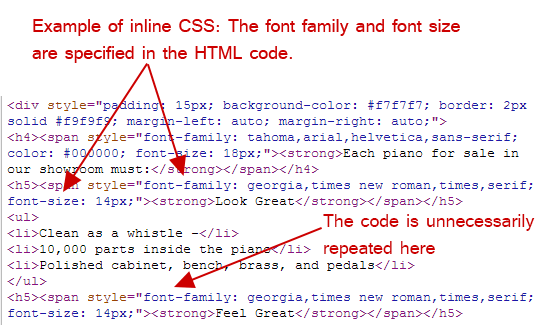 CSS inline example