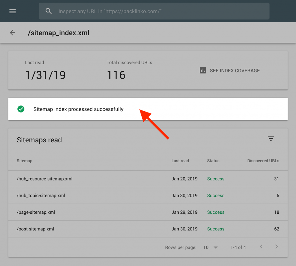 sitemap indexing process