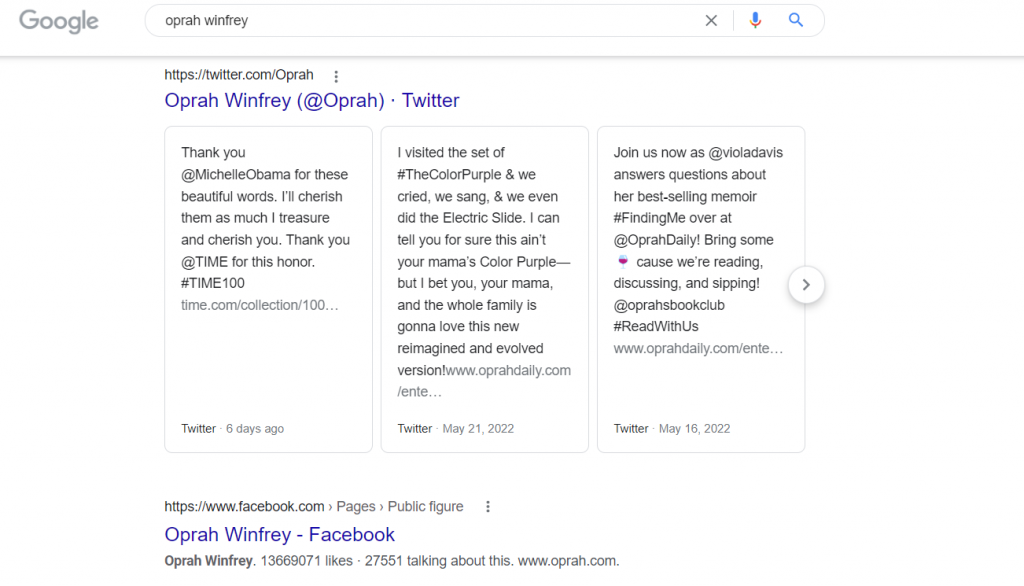 search for Oprah Winfrey