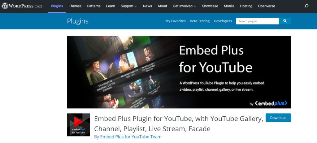 Embed Plus Plugin for YouTube