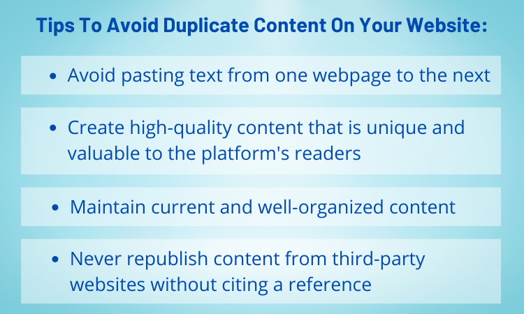 avoid duplicate content