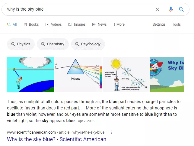 google search why is the sky blue