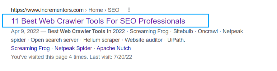 Title Tag In SERP Snippet