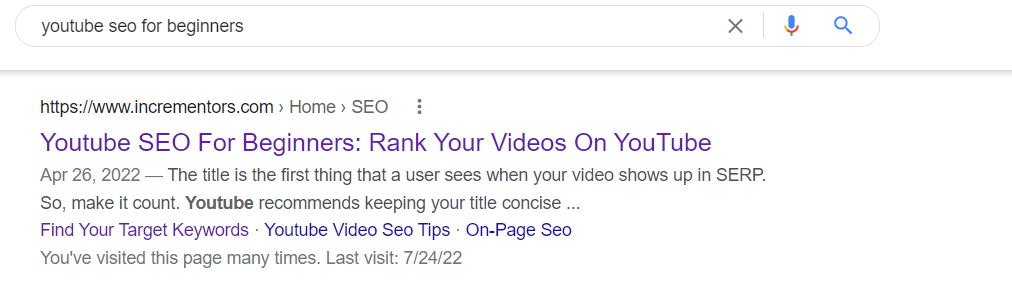 youtube seo in serp