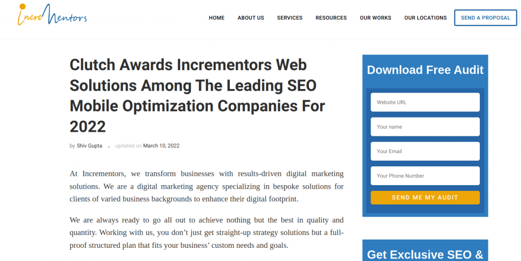 Incrementors PR pages