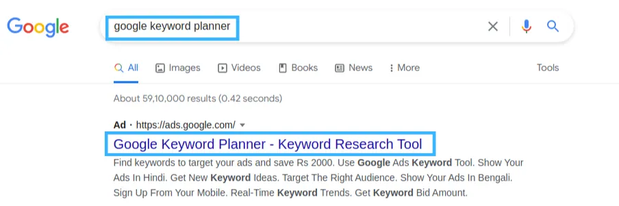 Conduct Keyword Research- Search for Google Keyword Planner Tool