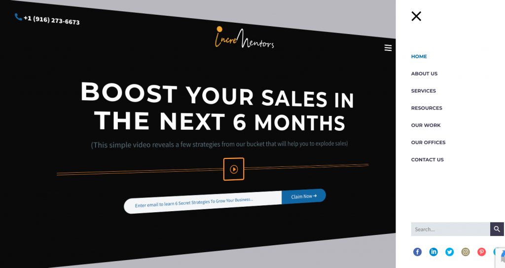 Create a Fine Website- Incrementors- Home Page