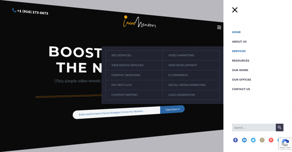 Create a Fine Website- Incrementors- Services Page