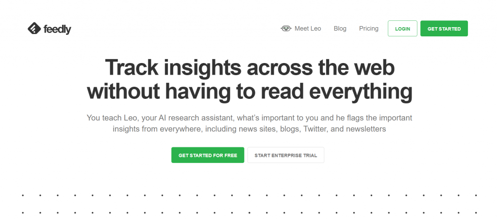 Feedly Home page