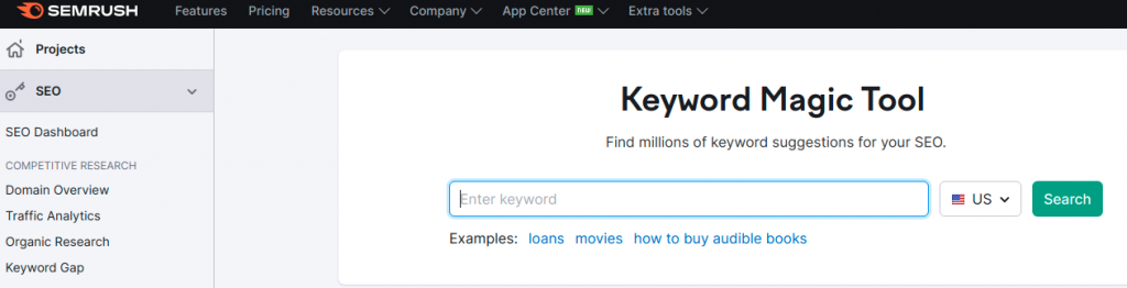 Keyword Research Tools-
SEMrush Keyword Magic Tools