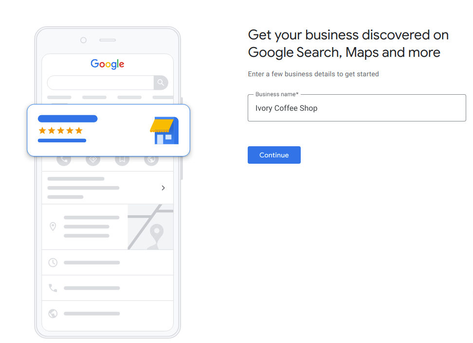 Register on Google My Business-Fill in your Business Name