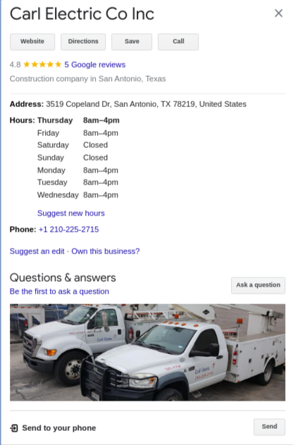 Register on Google My Business- example