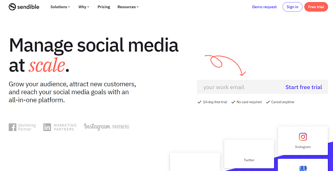 Sendible new Home Page