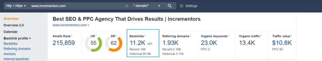 incrementors-backlinks-on-Ahrefs