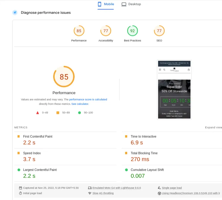 Diagnose performance issues