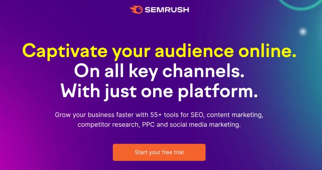 Tools to track metrics to monitor SEO rankings- SEMrush