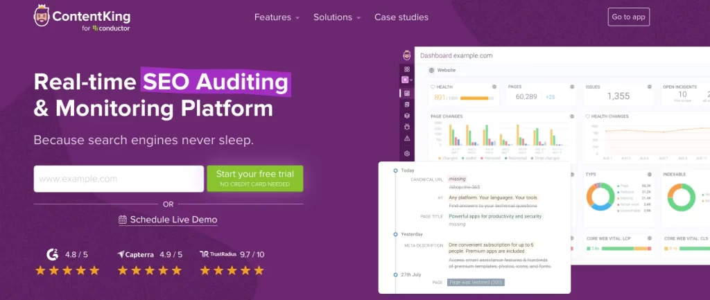 Tools to track metrics to monitor SEO rankings- ContentKing