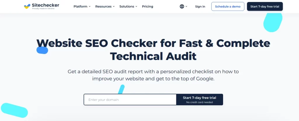 sitechecker - seo analysis tools
