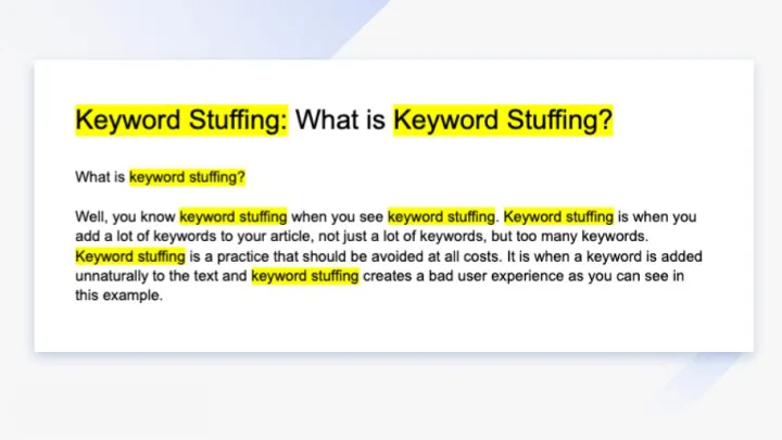 Avoid keyword stuffing